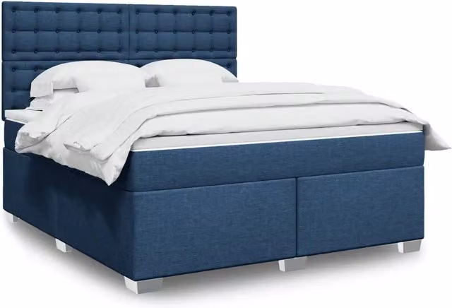 Letto con Giroletto a Molle e Materasso con Tasche Individuali vidaXL, Blu e Bianco, L 180 x P 200 cm