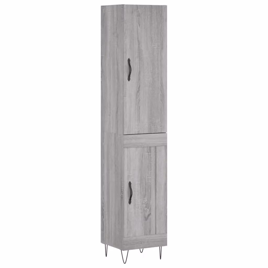 Credenza Buffet Armadio da Cucina Design Mania Grigio Sonoma in Legno e Metallo L/P/H: 34,5 x 34 x 180 cm – 2