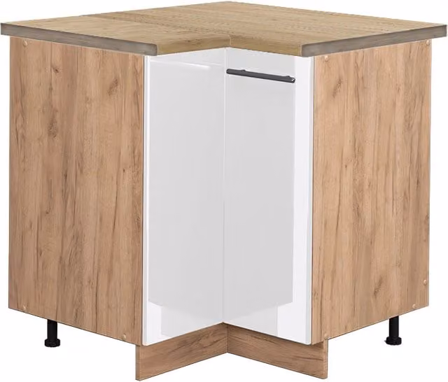 Mobile ad angolo cucina Fame-Line Bianco lucido/Rovere dorato 80.5 cm, PL Rovere Vicco