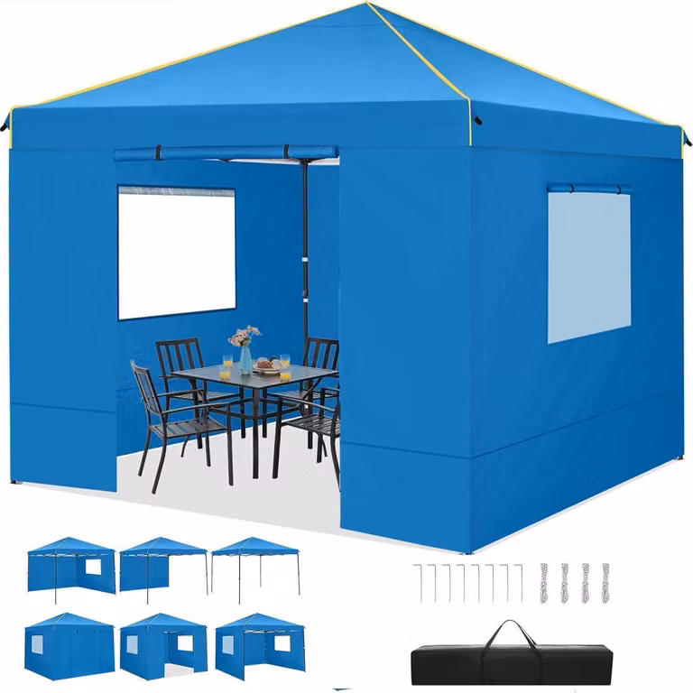 COBIZI Gazebo pieghevole 3x3m Impermeabile a prova d'inverno con 4 pareti laterali Gazebo pop up da giardino Anti-UV