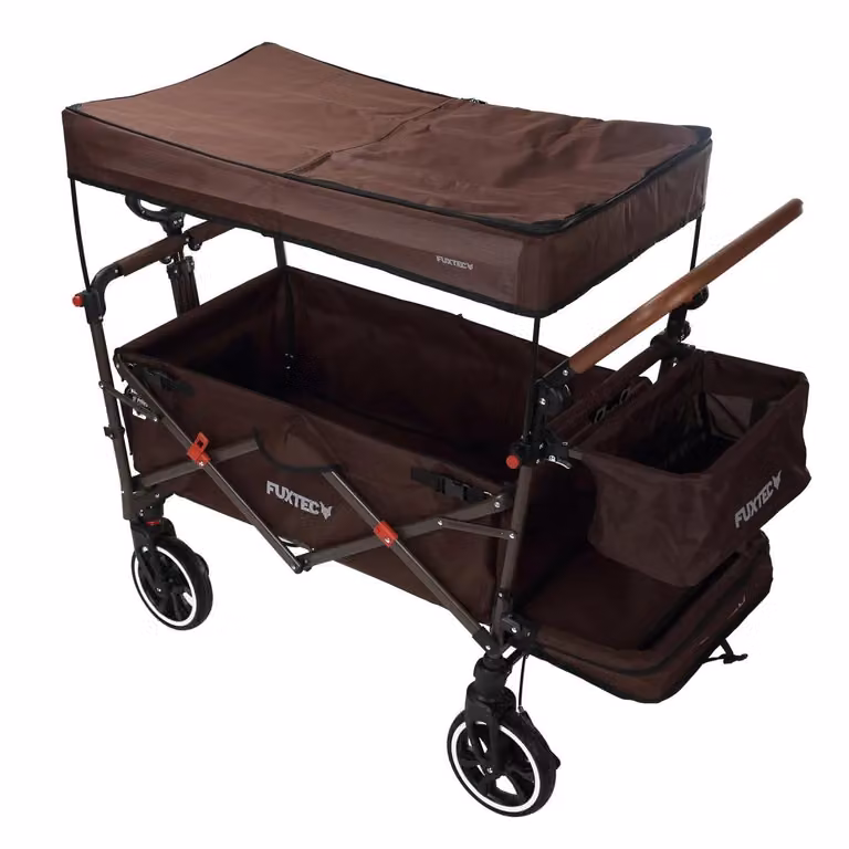 Fuxtec carrello pieghevole premium per il trasporto dei bambini con tettuccio CT850 MARRONE Braun