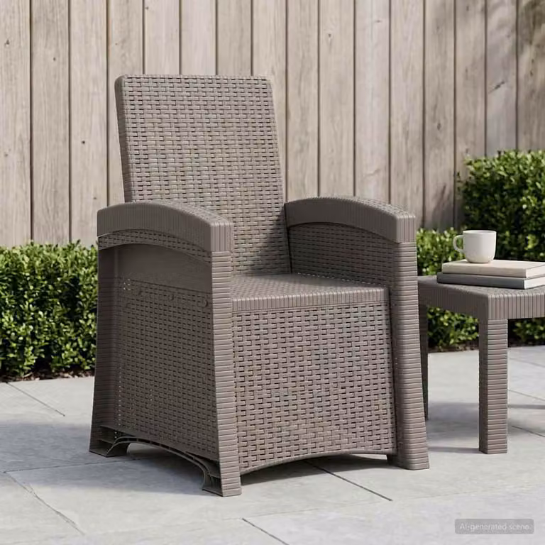 Sedia da giardino reclinabile vidaXL in effetto rattan grigio chiaro con braccioli