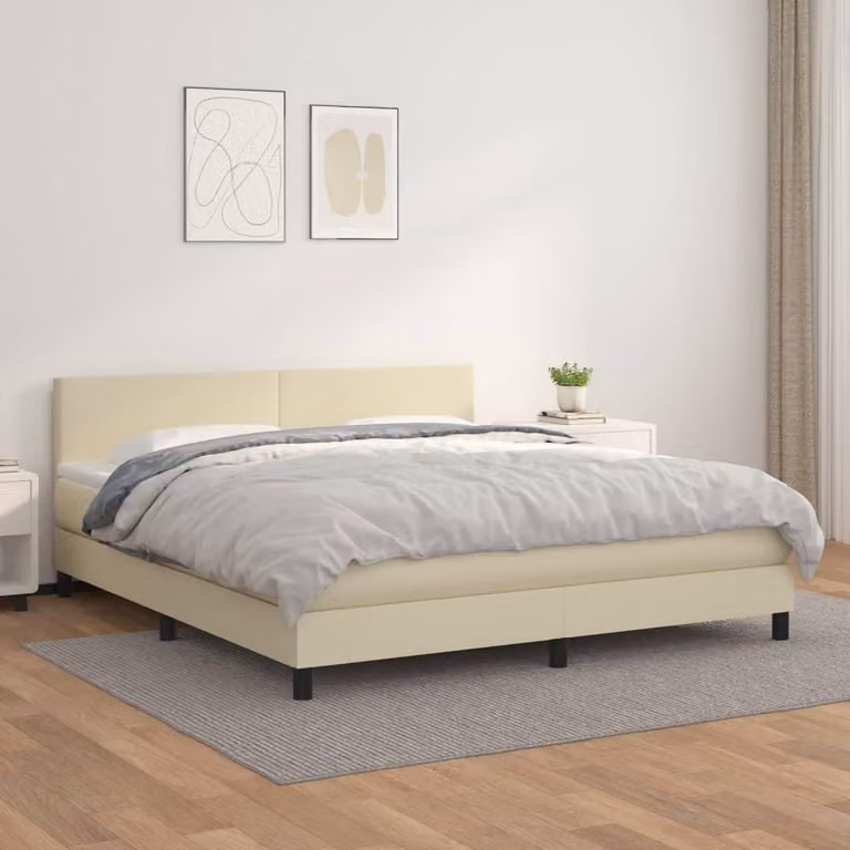 Maison Exclusive - Letto boxspring con materasso color crema 180x200 cm in ecopelle