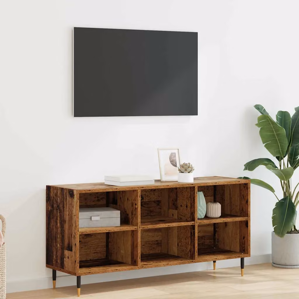 Mobile TV vidaXL in legno e metallo marrone, L 103,5 x P 30 x H 50 cm