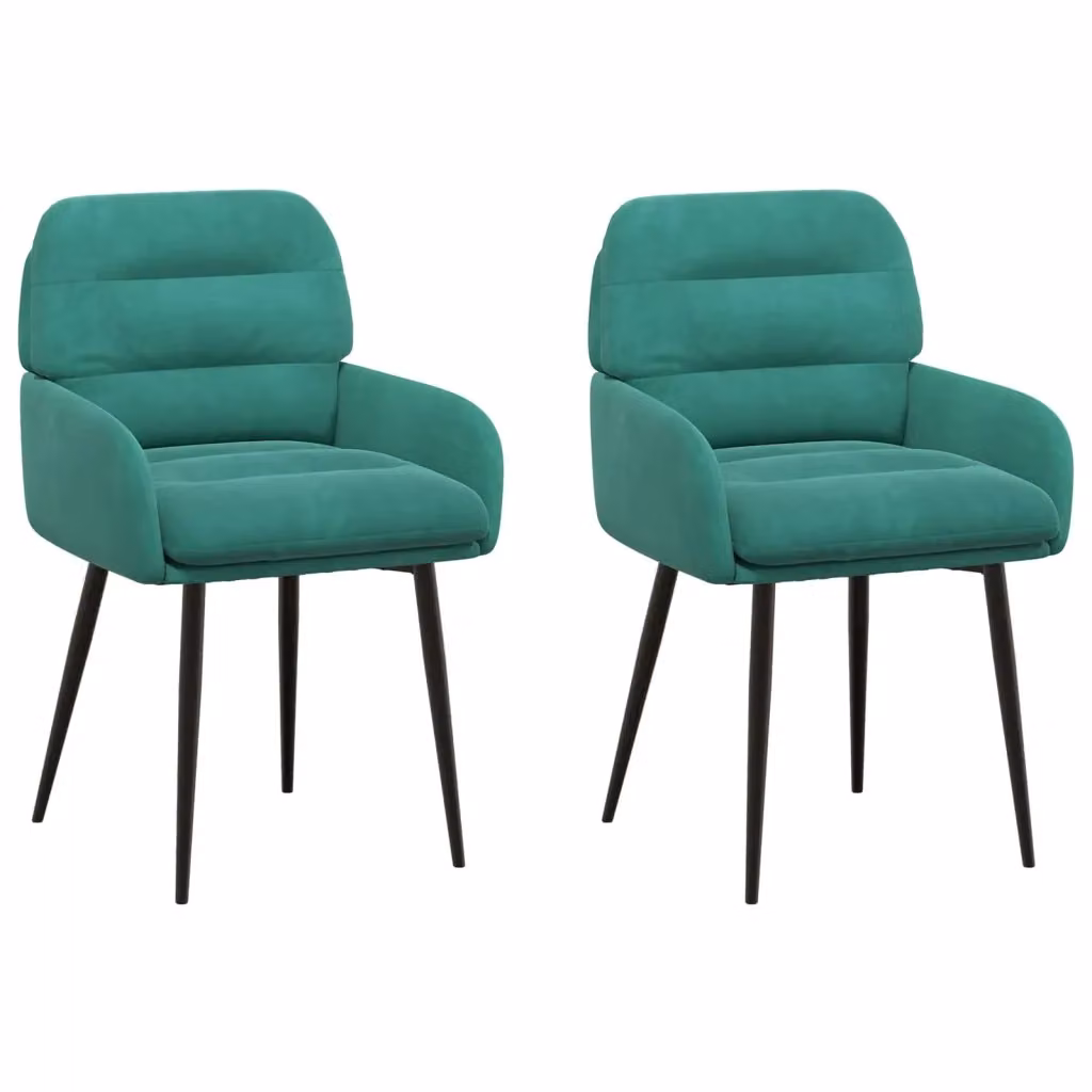 Set di 2 sedie da pranzo moderne vidaXL in velluto turchese, L: 59 cm, P: 59,5 cm, H: 90 cm – 2