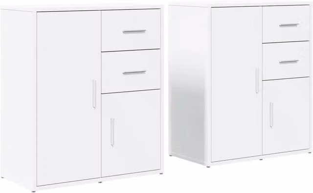 Credenze 2 pz | Madia | Buffet da pranzo | Armadio da pranzo Bianche 60x31x70 cm in Legno Multistrato