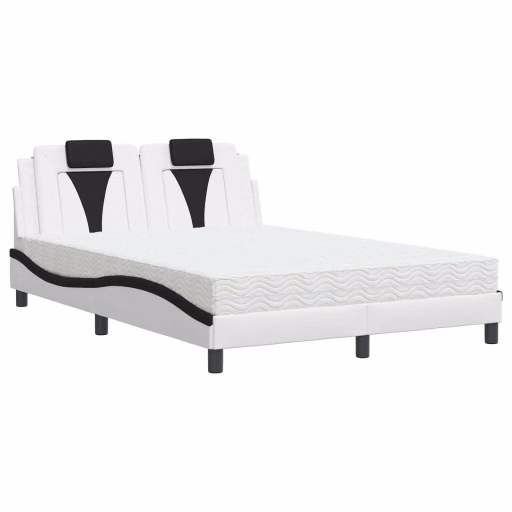 Maison Exclusive - Letto "Viana" con materasso, bianco e nero, 140x200 cm, ecopelle
