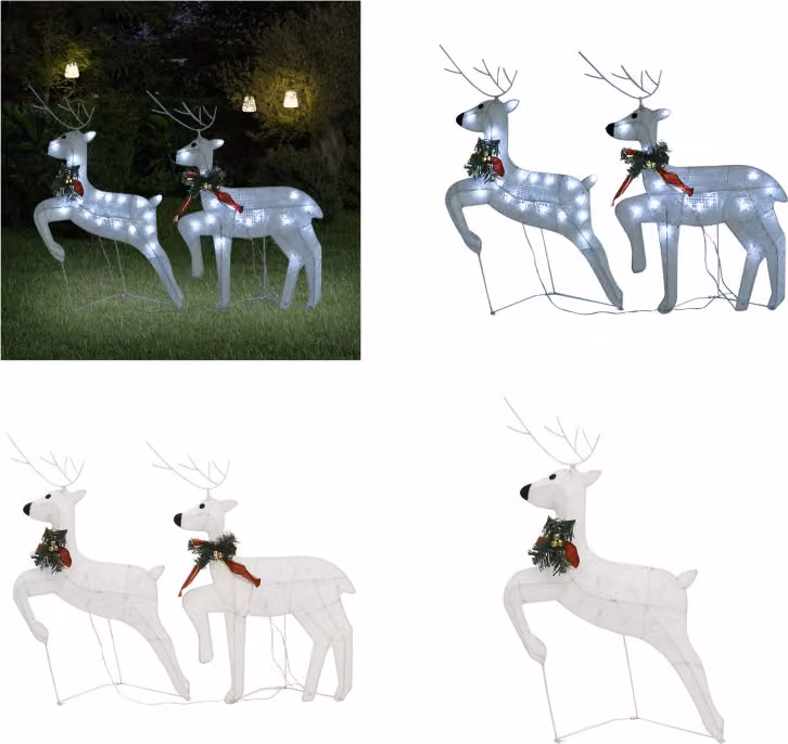 vidaXL Renna LED 2 pz. Bianco 40 LED - Renna da decorazione natalizia - Renna da decorazione natalizia - Renna da illuminazione natalizia - Renna da illuminazione natalizia