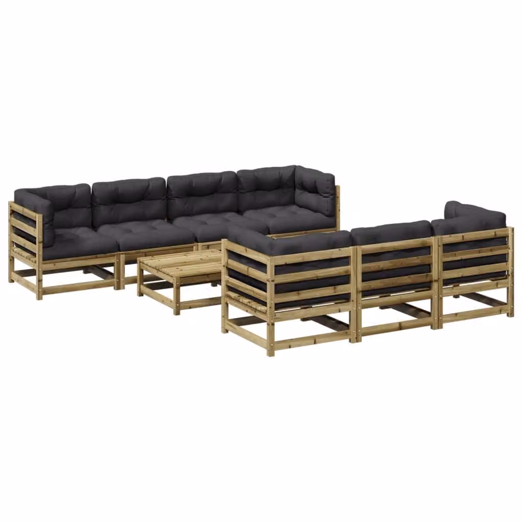 Maison Exclusive - Set da giardino composto da 8 pezzi con cuscini, in legno di pino trattato