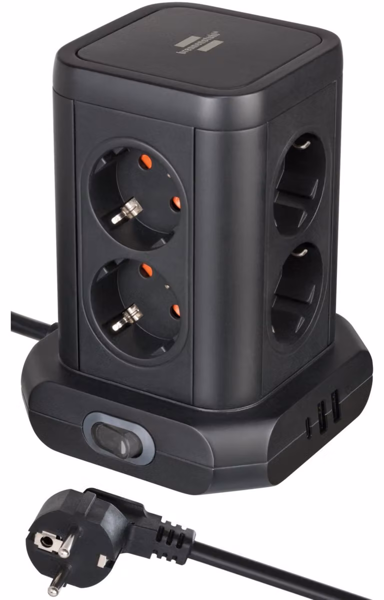 Brennenstuhl 1153560010 Brennenstuhl Steckdosenturm 8fach mit 2xUSB A,1xUSB C,black