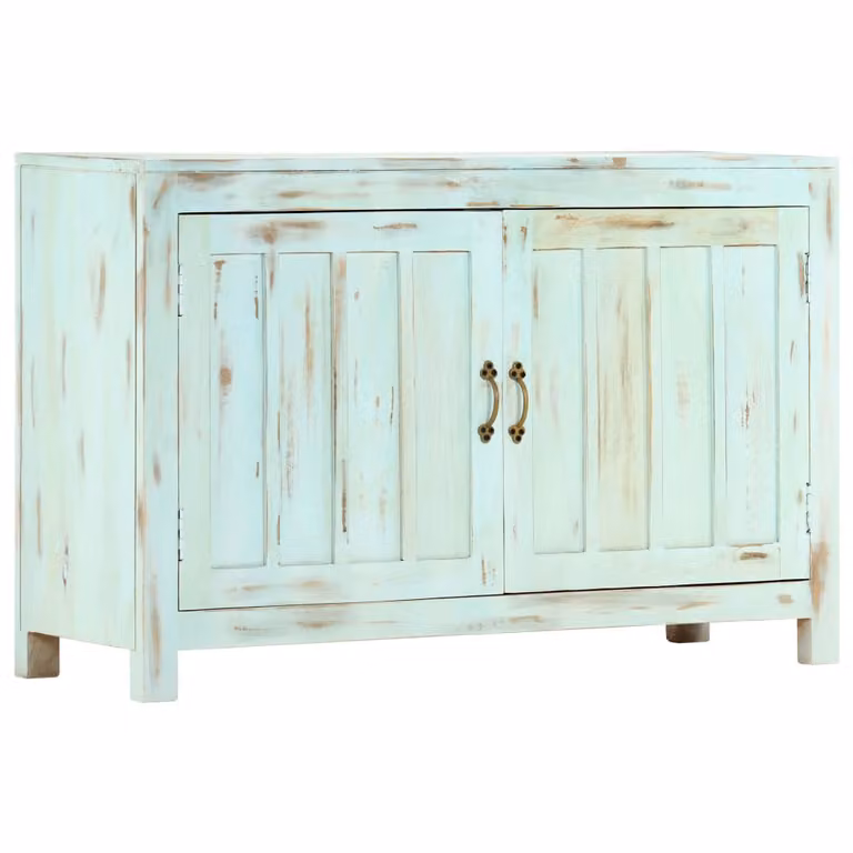 vidaXL Credenza azzurra 110x35x70 cm in legno massiccio di mango