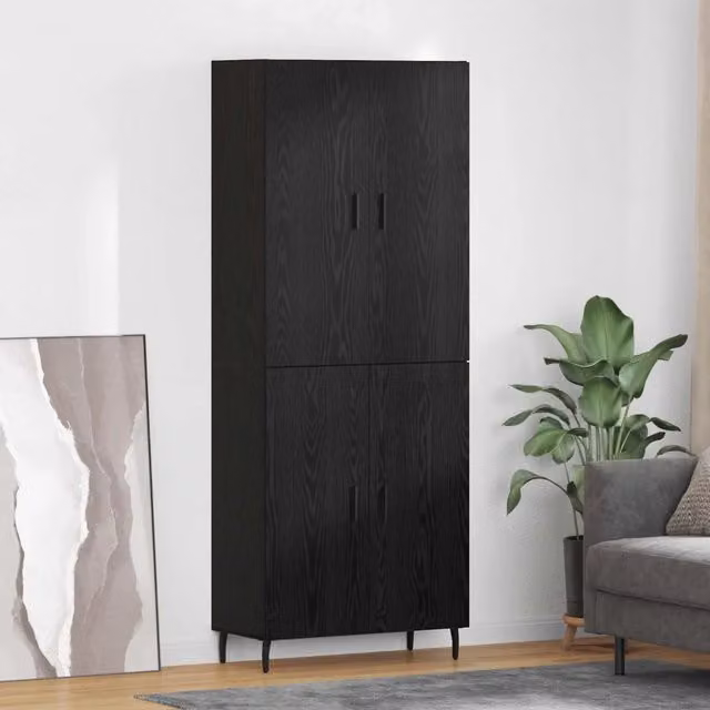 Credenza-Buffet-Armadio da cucina Rovere nero 69,5 x 34 x 180 cm 236919