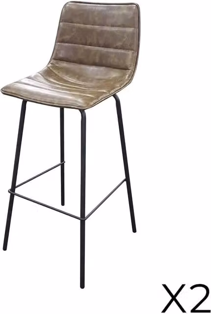 Set di 2 sgabelli da bar con schienale in effetto pelle tiglio collezione NETS - Stile industriale