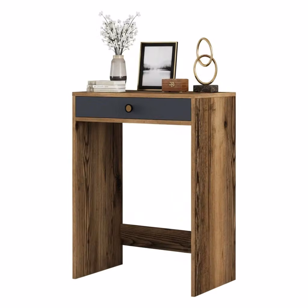 Consolle Bedonia, tavolo multiuso e scrivania da corridoio, Noce e Antracite, L: 70 cm, P: 40 cm, H: 84,7 cm – 2