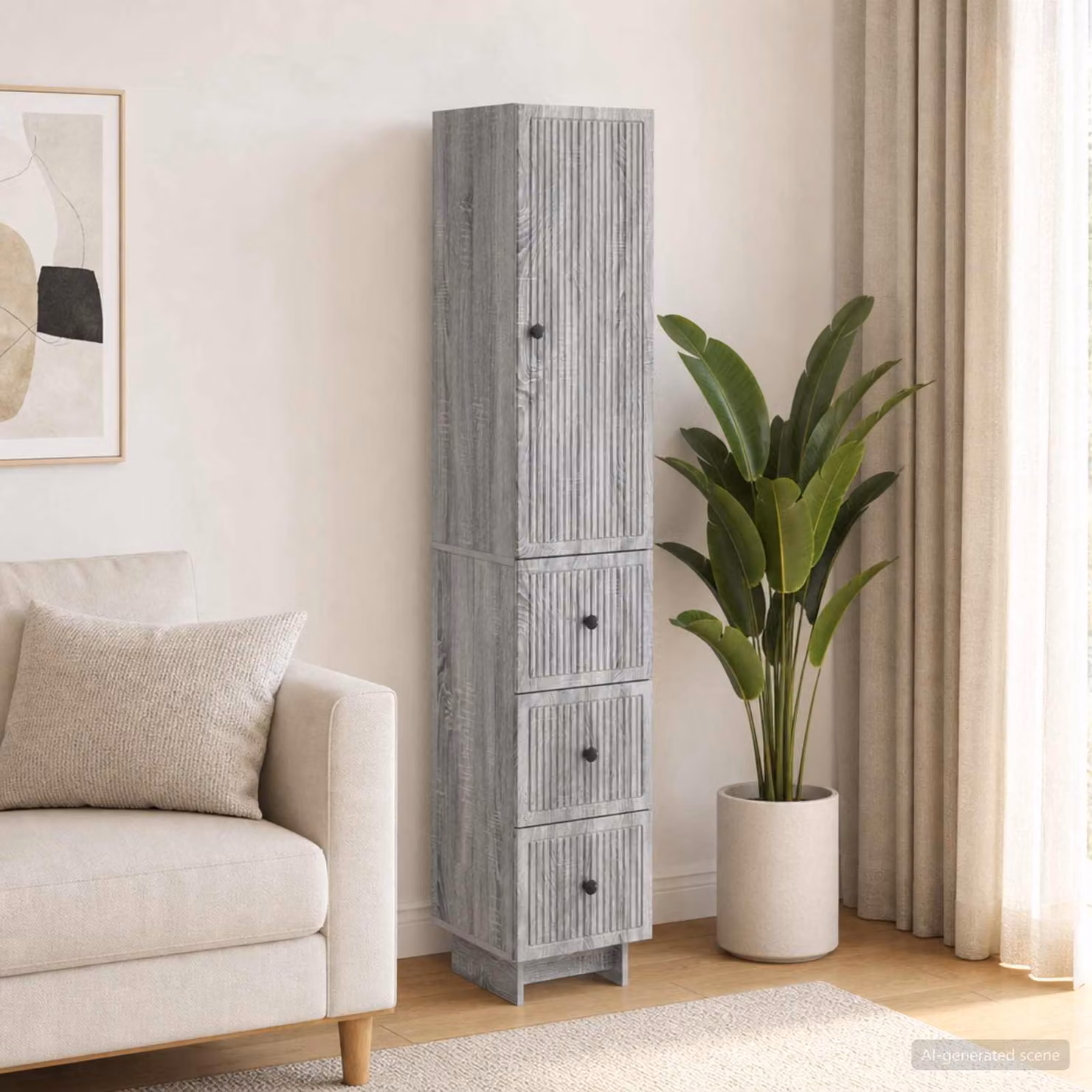 Set di 2 armadi moderni vidaXL in legno e MDF grigio con ripiani e cassetti interni per soggiorno o esterno L/P/H: 90,0 x 34,5 x 33,0 cm