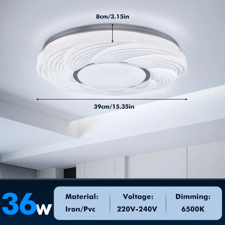Lampada a soffitto LED moderna - Lampada da soffitto - 36 W - Confezione da 2 - 6500 K (bianco freddo) - Non dimmerabile - Controllo tramite interruttore - Adatta per soggiorno, camera da letto e corridoio
