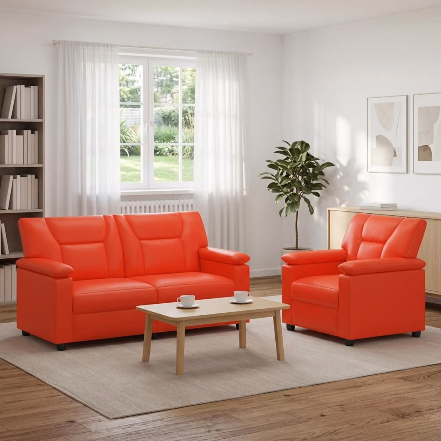 Set di 2 divani moderni vidaXL in similpelle rossa e nera con struttura in metallo per il tuo soggiorno