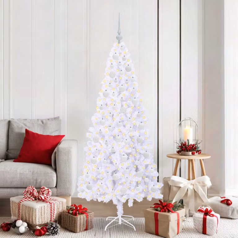 Albero di Natale artificiale moderno vidaXL bianco con luci LED RGB in PVC e metallo