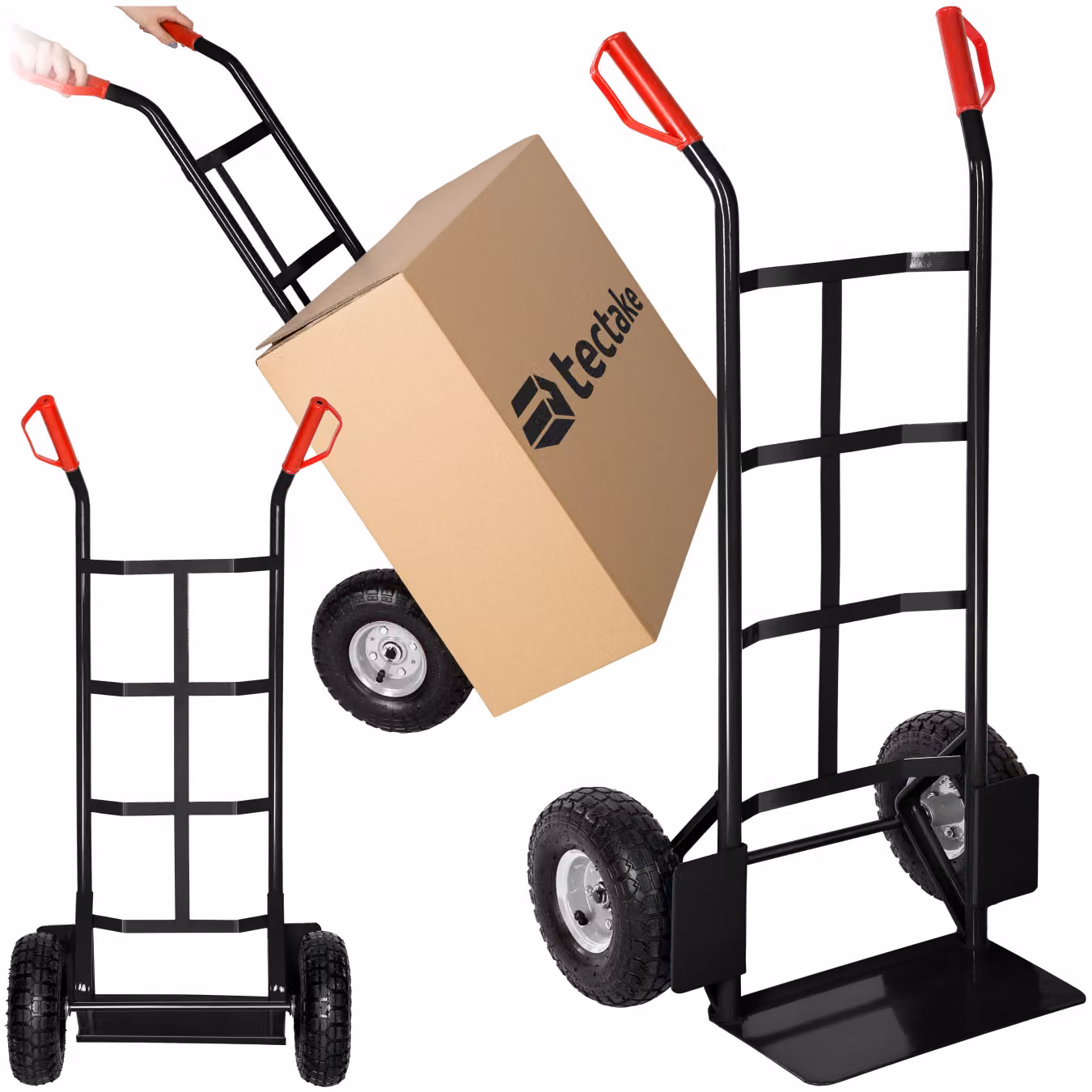 Carrello portapacchi tectake in acciaio nero con pneumatici – 1