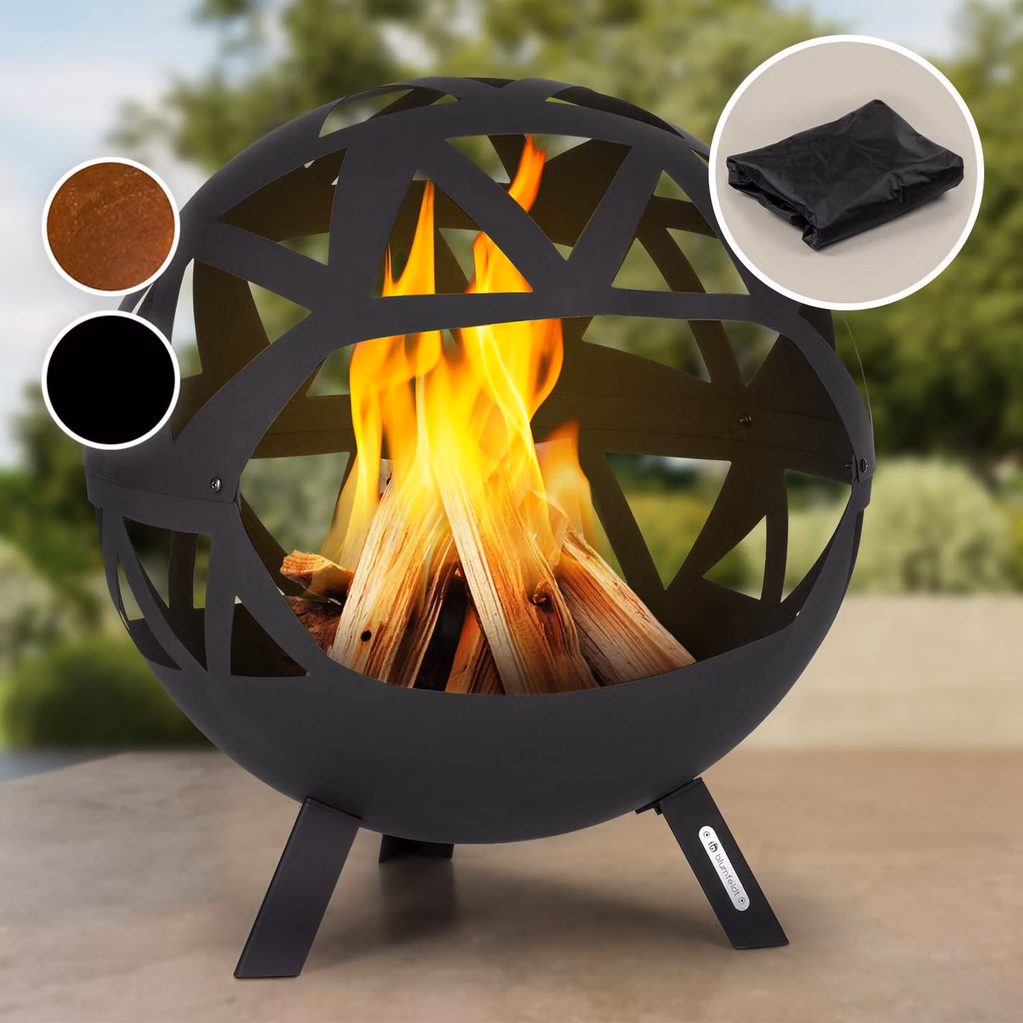 blumfeldt robusto focolare in acciaio, esterno, rotondo, diametro 68 cm, resistente