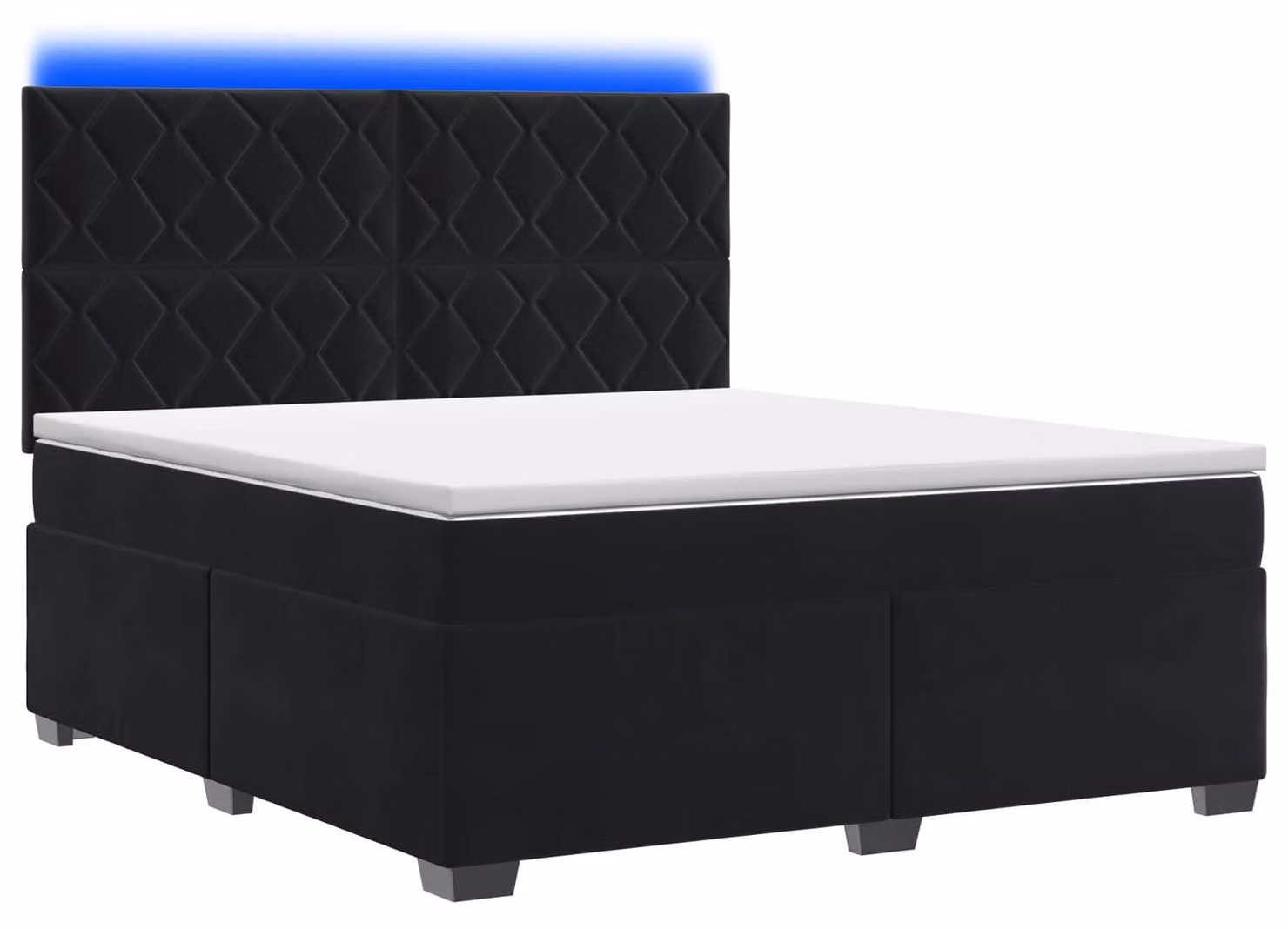 Letto a molle con materasso nero 160 x 200 cm in velluto