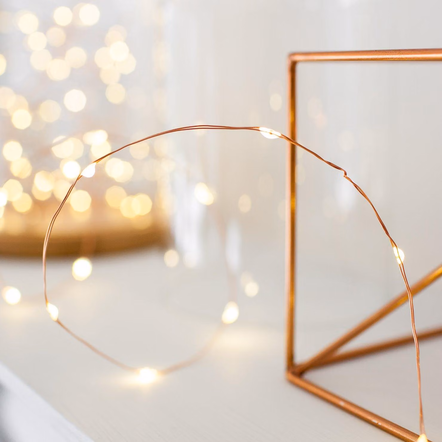 Catena luminosa a LED, 100 LED bianco caldo, filo di rame, 8 metri, alimentazione a corrente