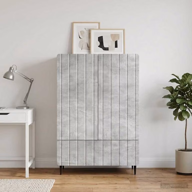 Credenza moderna vidaXL in legno ingegnerizzato e metallo, Grigio, L: 66 cm, P: 34,5 cm, H: 97 cm
