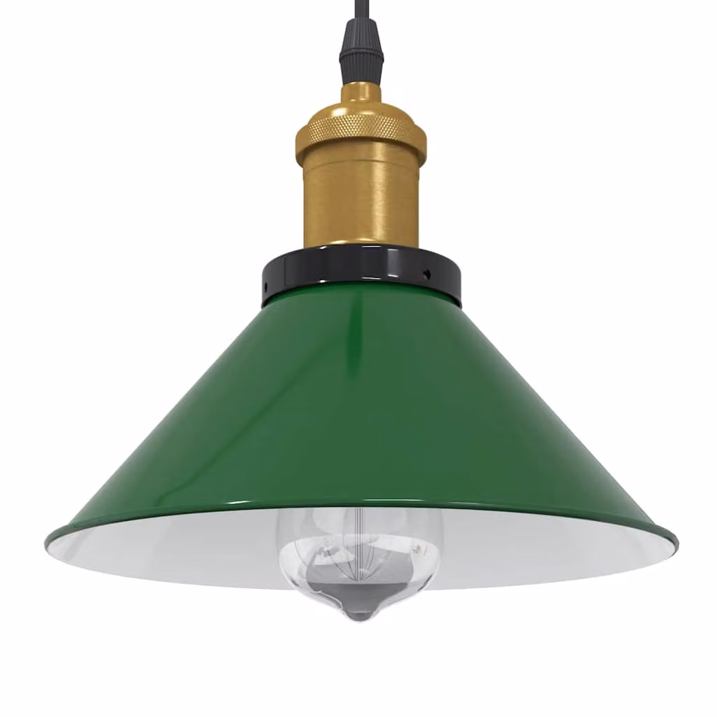 Lampada a sospensione regolabile vidaXL in metallo verde con attacco E27 e design a cupola industriale
