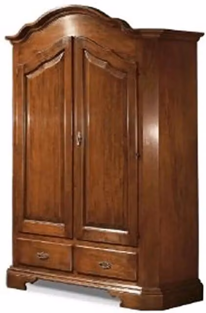 Armadio Budapest KIVIO in legno massiccio di pioppo con 2 ante e cassetti interni, stile arte povera, colore noce scuro