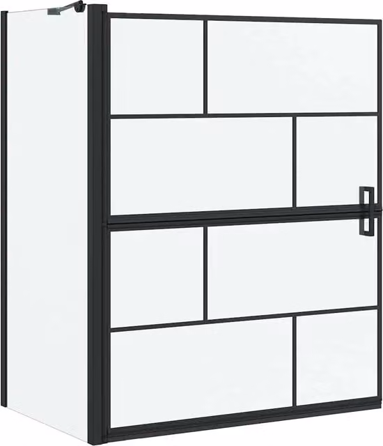 Schermo per Bagno e Doccia Nero e trasparente 100 x 68 x 128 cm CFW9309202