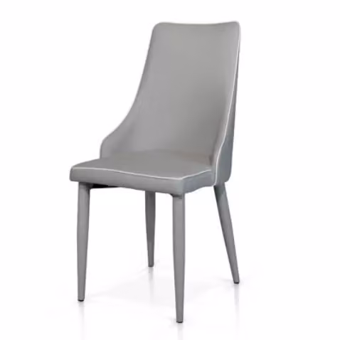 Set di 4 sedie moderne in ecopelle grigia con bordo bianco Mobili 2G L/P/H: 45 x 42 x 95 cm