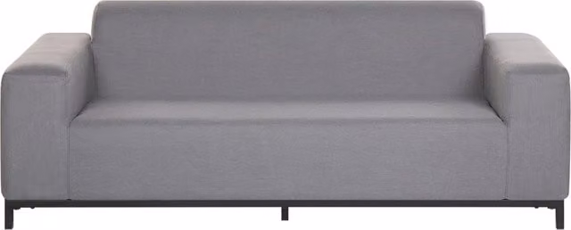 Divano da giardino Beliani moderno con rivestimento in tessuto grigio resistente ai raggi UV e gambe in alluminio nero L: 186 cm, P: 84 cm, H: 68 cm