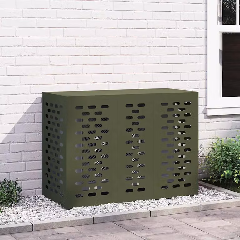 Copertura per condizionatore d'aria vidaXL in acciaio verde oliva