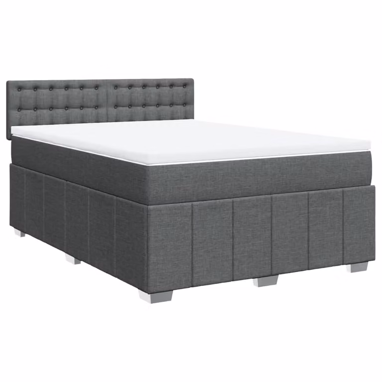 Giroletto a Molle con Materasso Grigio Scuro 140x200cm Tessuto
