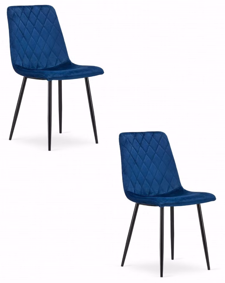 Set di 2 sedie Turin in velluto blu notte e metallo
