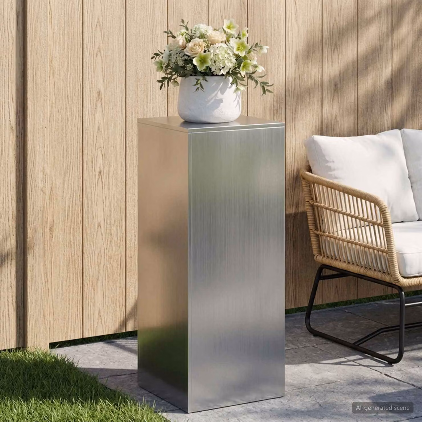 Supporto per piante vidaXL in metallo argento opaco L/P/H: 40 x 40 x 100 cm
