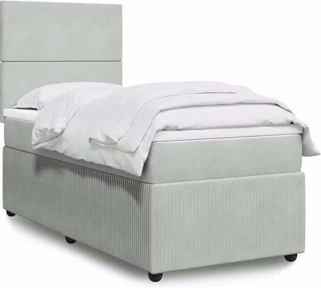 Letto Ibrido con Giroletto a Molle e Materasso vidaXL in Velluto Grigio e Bianco L/P/H: 100 x 200 cm