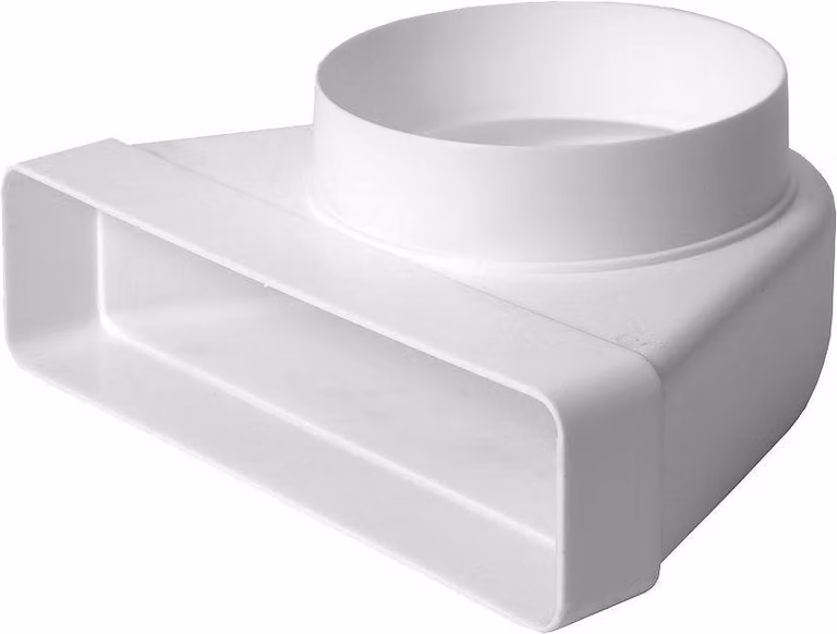 CURVA CON RIDUZIONE DA TUBO TONDO A RETTANGOLARE Da Ø 100 mm a 110x55 mm