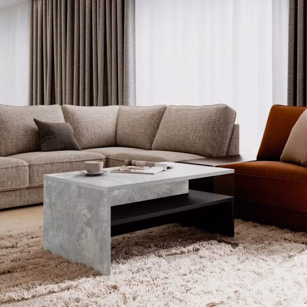 Tavolino da salotto moderno Meublorama con piano contenitore, design geometrico, colore grigio e nero, L: 100 cm, P: 60 cm, H: 45 cm – 2
