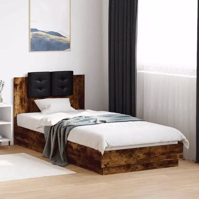 Struttura letto con testata Rovere Fumo 80 x 200 cm 3429575