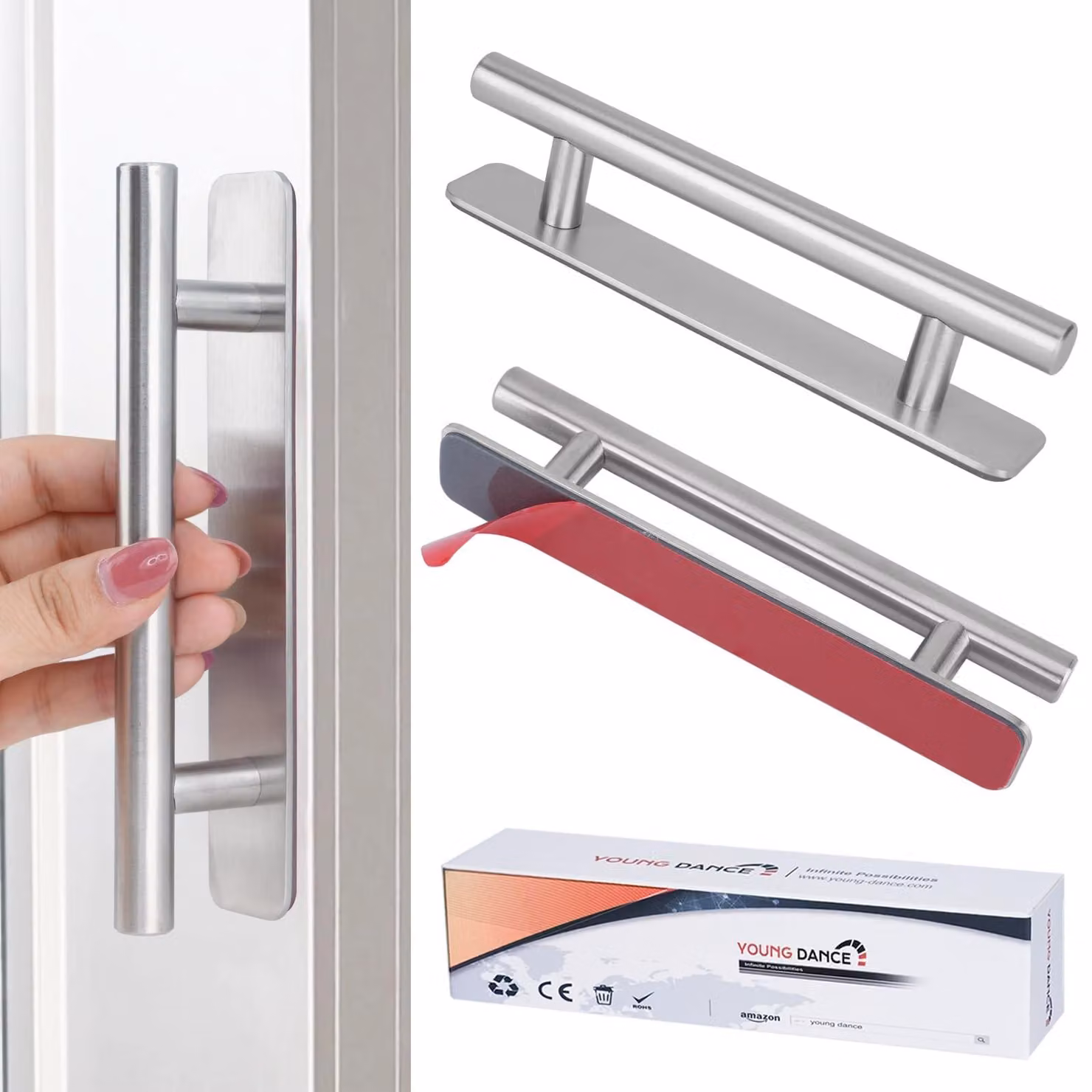 Maniglie adesive in alluminio per porte e mobili (2 pezzi)