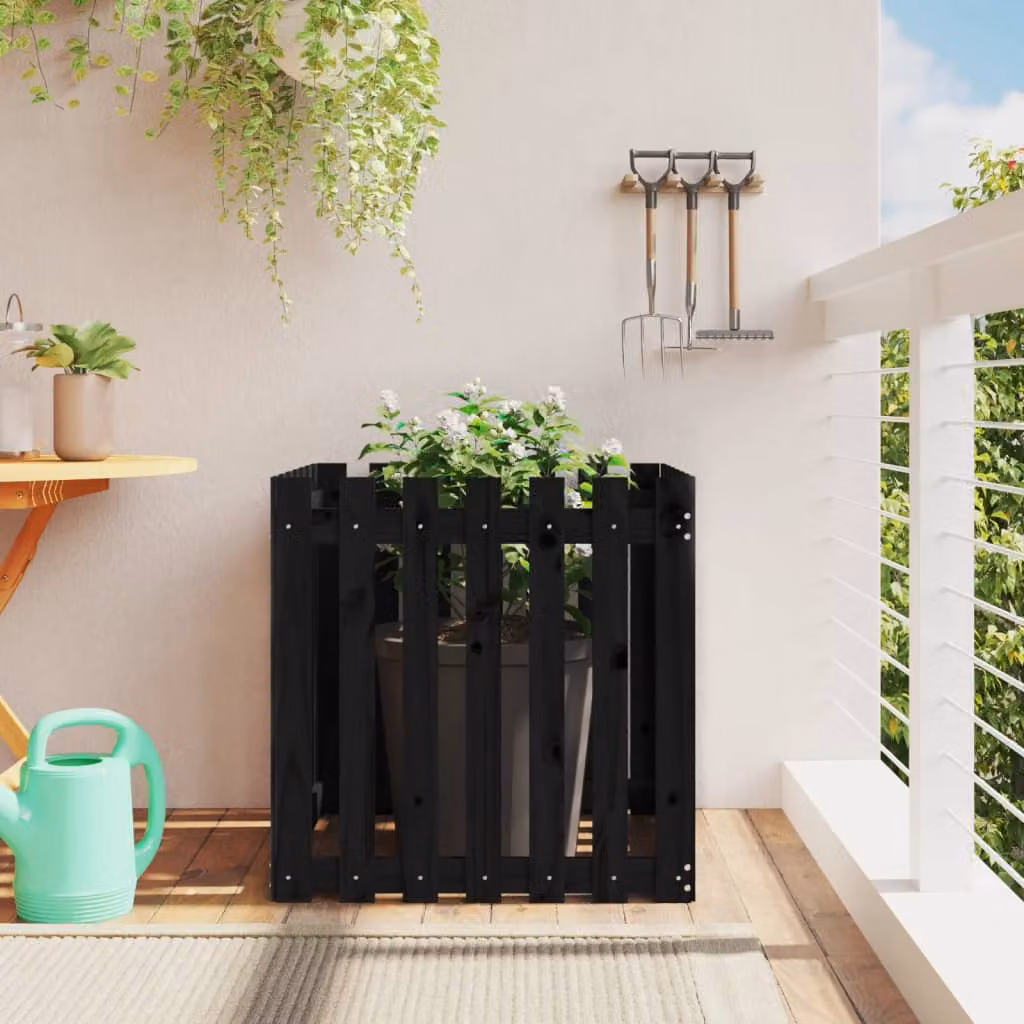 Fioriera da giardino a recinzione vidaXL in legno di pino nero L/P/H: 70 x 70 x 70 cm
