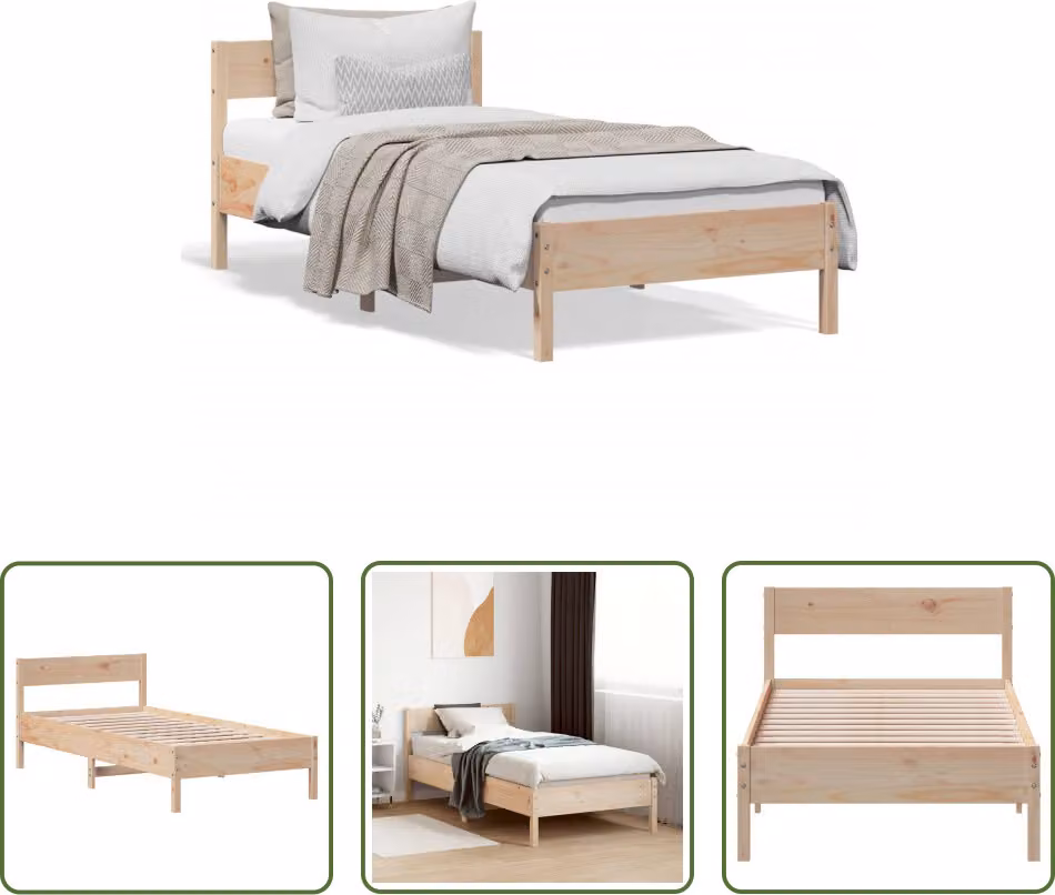 The Living Store Letto in legno massiccio senza materasso 75x190 cm in legno di pino
