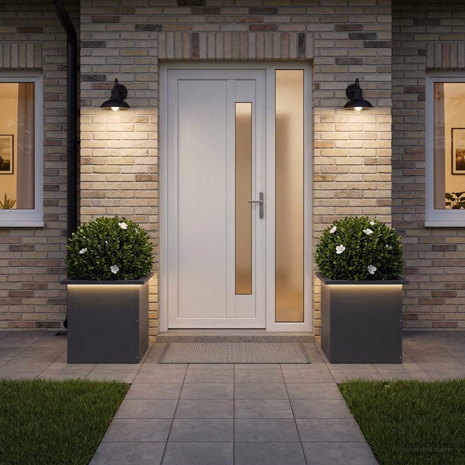 Set di 2 fioriere da giardino vidaXL con LED in metallo, colore antracite, L/P/H: 40 x 40 x 40 cm