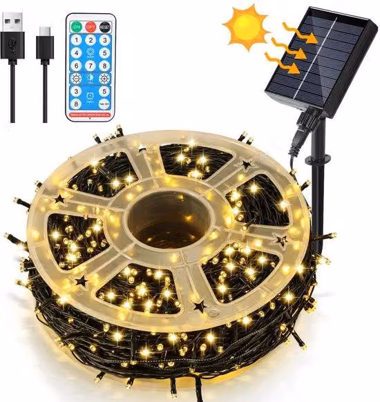 Ghirlanda luminosa solare con 800 LED - Lunghezza 80 metri - Ghirlanda LED resistente all'acqua - Illuminazione per interni ed esterni - Ghirlanda luminosa da giardino