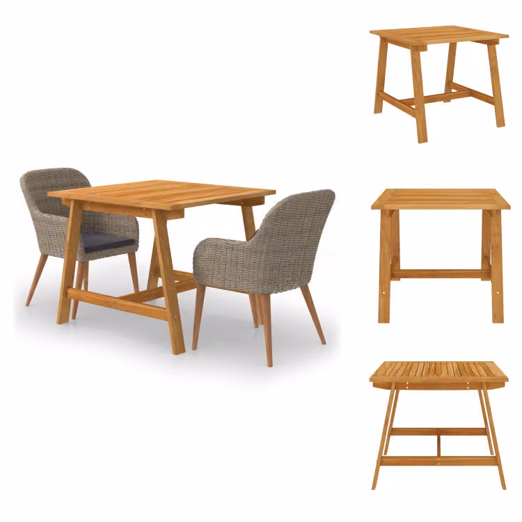 vidaXL Set da pranzo da giardino 3 pezzi marrone - Set di mobili da giardino