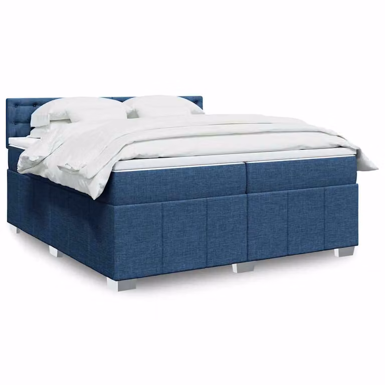 vidaXL Giroletto a Molle con Materasso Ibrido Blu e Bianco, L/P: 200 x 200 cm