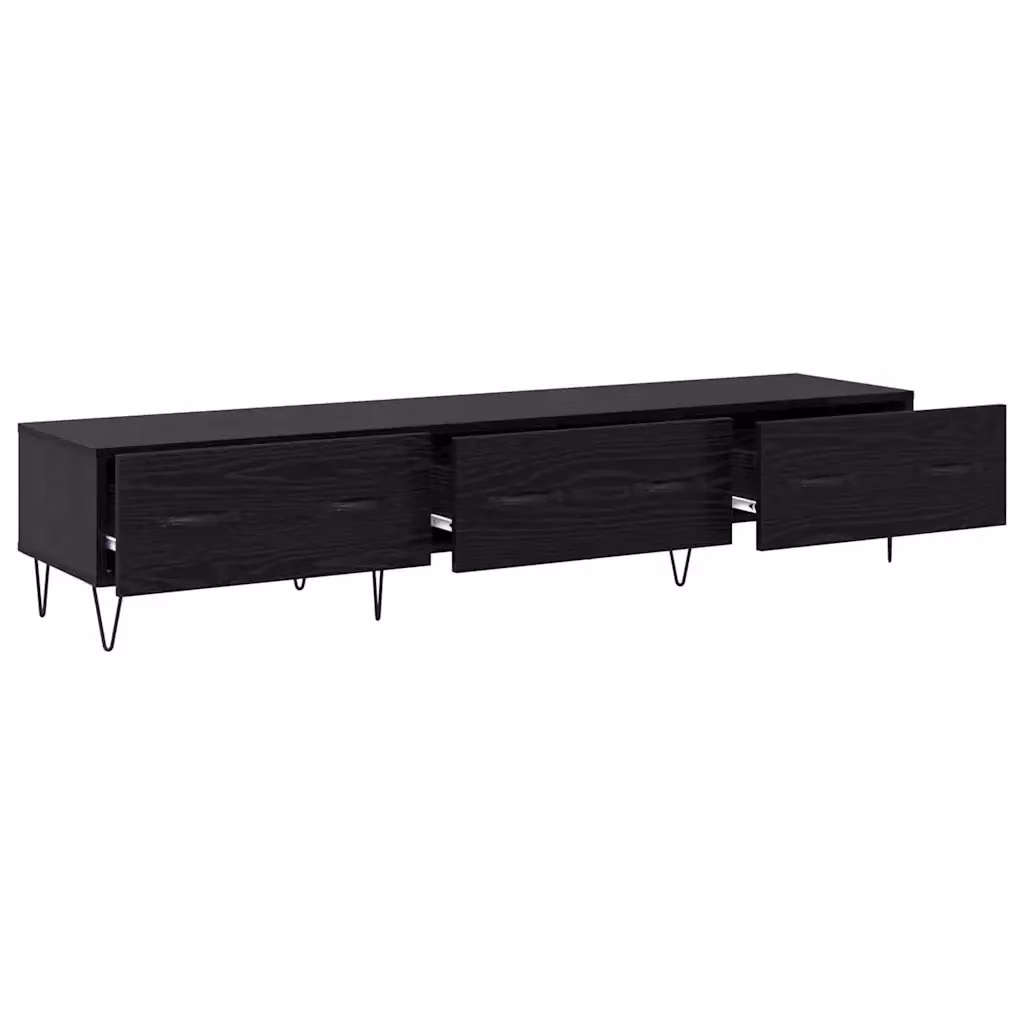 Mobile porta TV moderno e minimalista HELLOSHOP26 con vano contenitore per soggiorno in legno composito e metallo, colore nero, L: 150 cm, P: 36 cm, H: 30 cm – 2