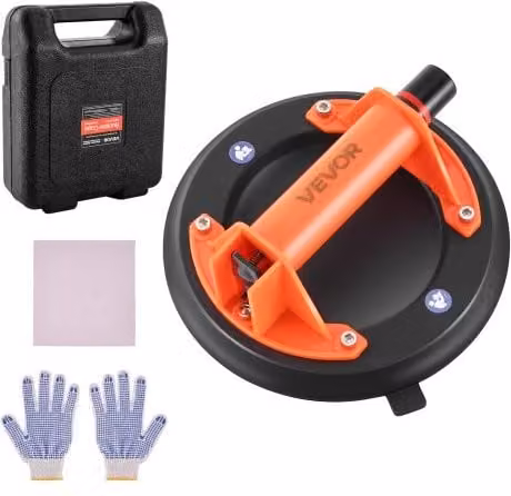 VEVOR Sollevatore a Vuoto per Vetri e Piastrelle con Impugnatura in ABS, Diametro Ventosa: 20,3 cm, Capacità di Carico: 180 kg, Colore: Nero