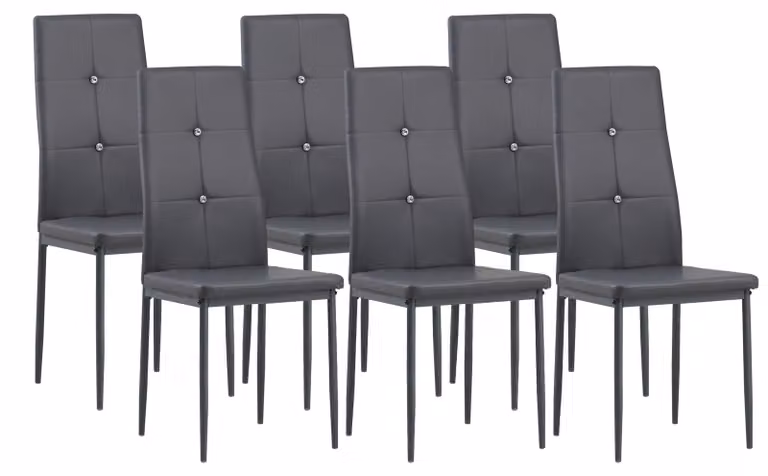 Albatros sedie per sala da pranzo DIAMOND set di 6, grigio - Elegante look a diamante, sedia imbottita con rivestimento in Pelle finta, design moderno ed elegante per il tavolo da pranzo Sedia da cucina o sala da pranzo ad alta capacità di carico